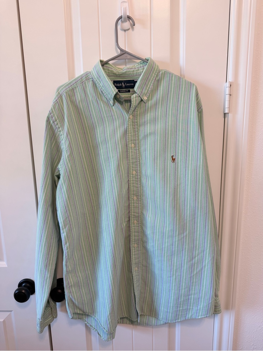 Polo Ralph Lauren LT Large Tall Green Striped Oxford Button Down Shirt